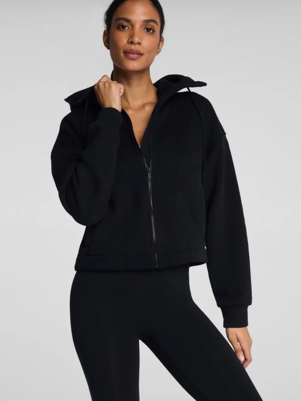 SPANX Black Zip-Up Bomber Jacket